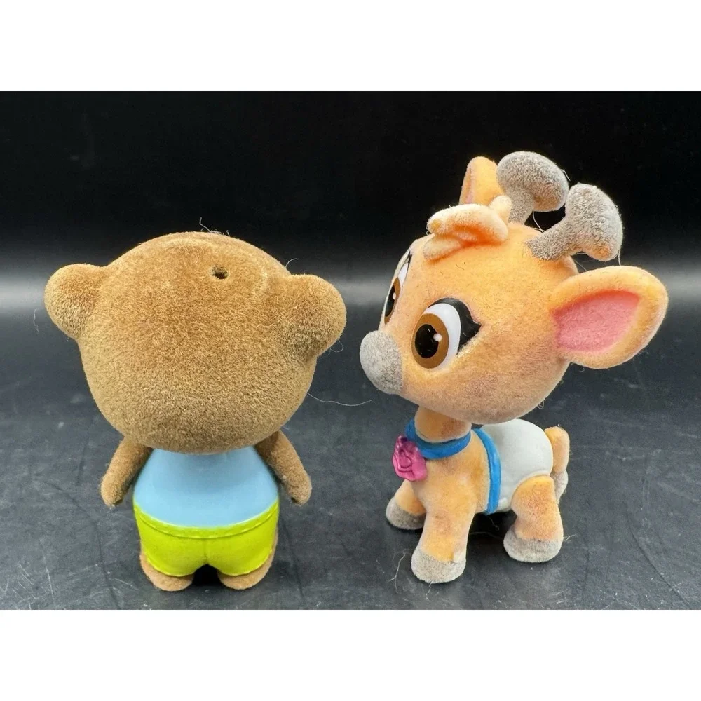 Lot Of 12 Li'l Woodreez Bobblezeez Flocked Animals Imaginative Role Play